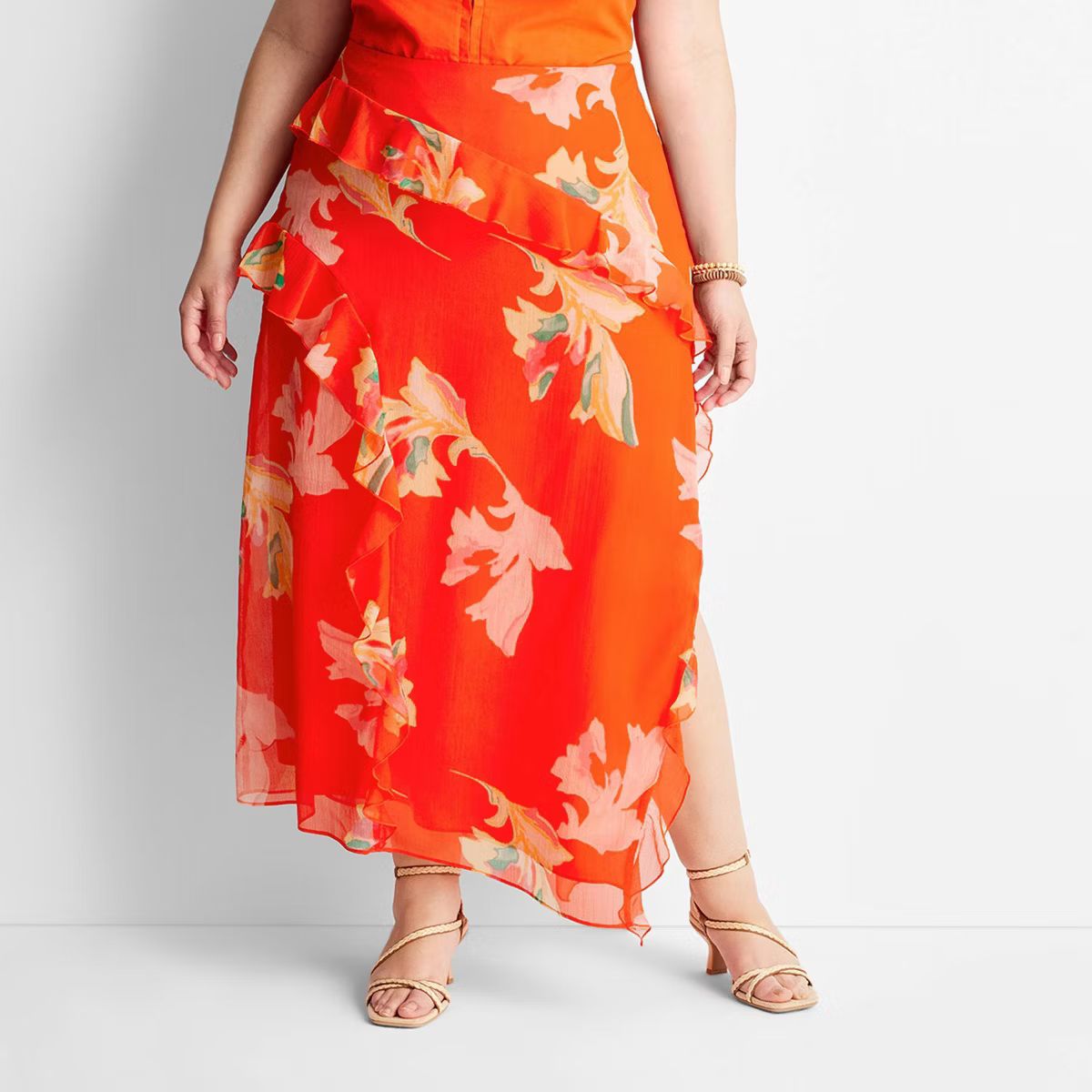 Women's Asymmetrical Ruffle Maxi Skirt - Future Collective™ with Jenee Naylor | Target