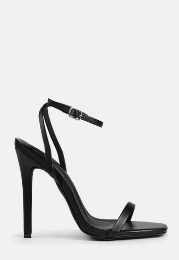 Black Barely There Square Toe High Heels | Missguided (US & CA)