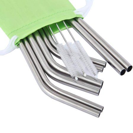 Mcool 8Pcs 4 Smoothies 9.5"" Wide Straws 4 Skinny Stainless Steel Straws for Yeti/Rtic/Ozark-8 Metal | Walmart (US)