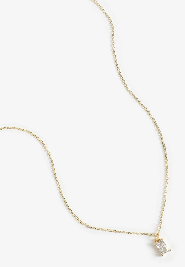 Dainty Gold Plated Baguette Pendant Necklace | Maurices