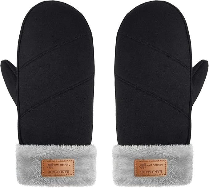 Arctic Paw Women's Faux fur Lined Faux Fur Cuff Winter Mittens | Amazon (US)