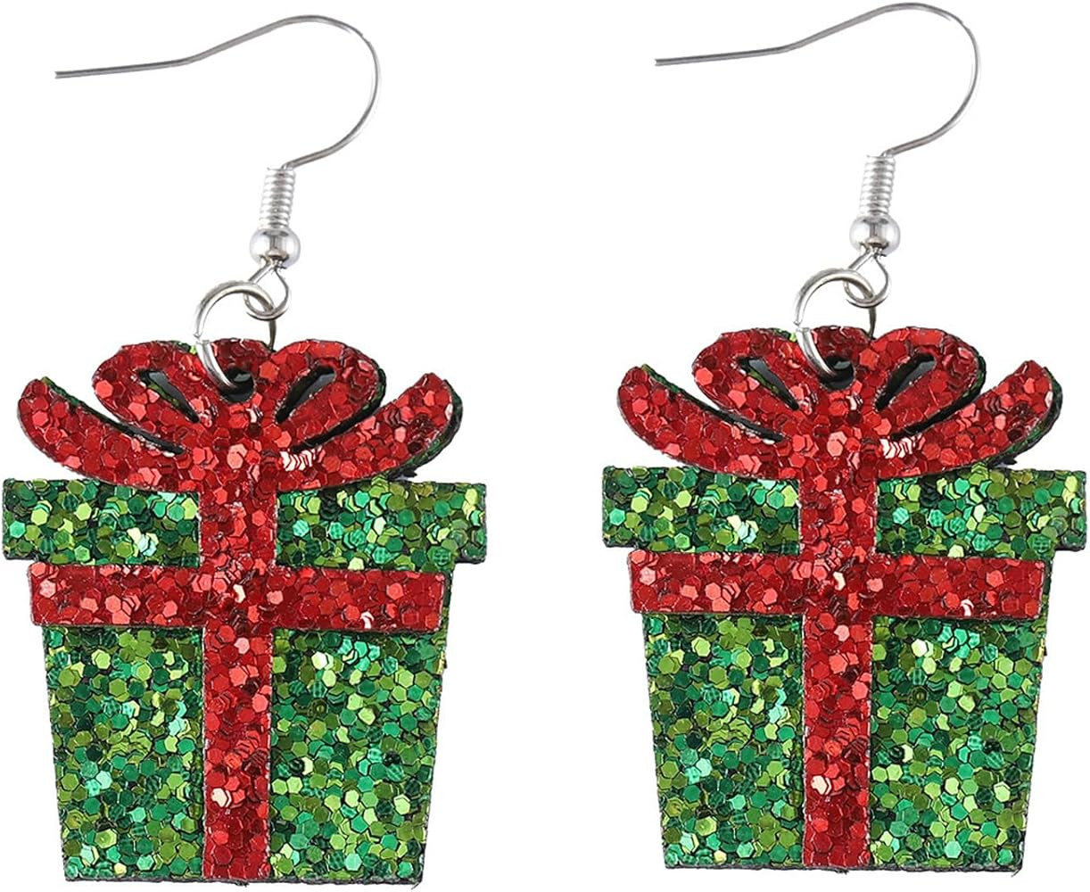 Handemade Multilayer Christmas Tree Snowflake Elk Sequin Faux Leather Teardrop Dangle Earrings Co... | Amazon (US)