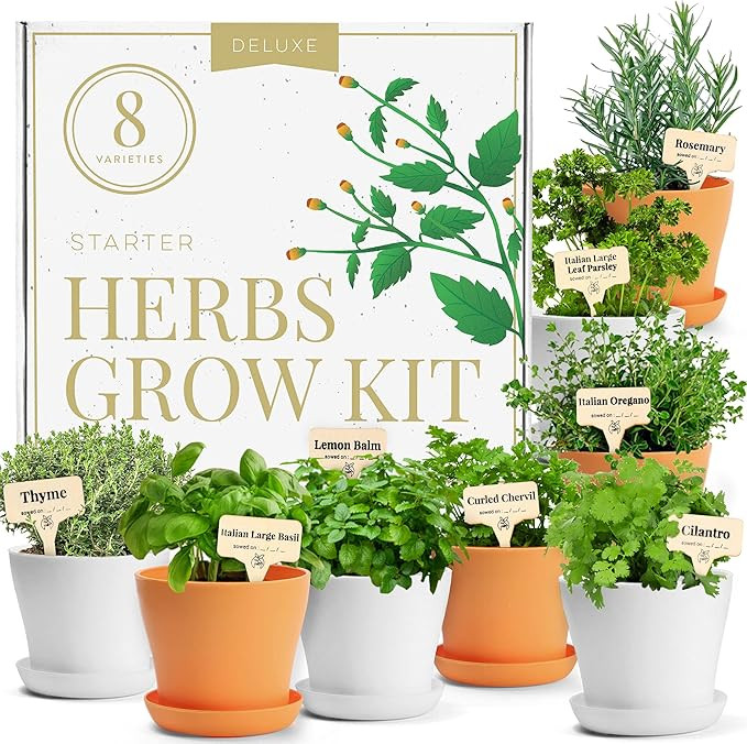 Deluxe Herb Garden Kit – 8 Variety Herb Garden Kit Indoor and Outdoor – Get Growing w/Pots, P... | Amazon (US)