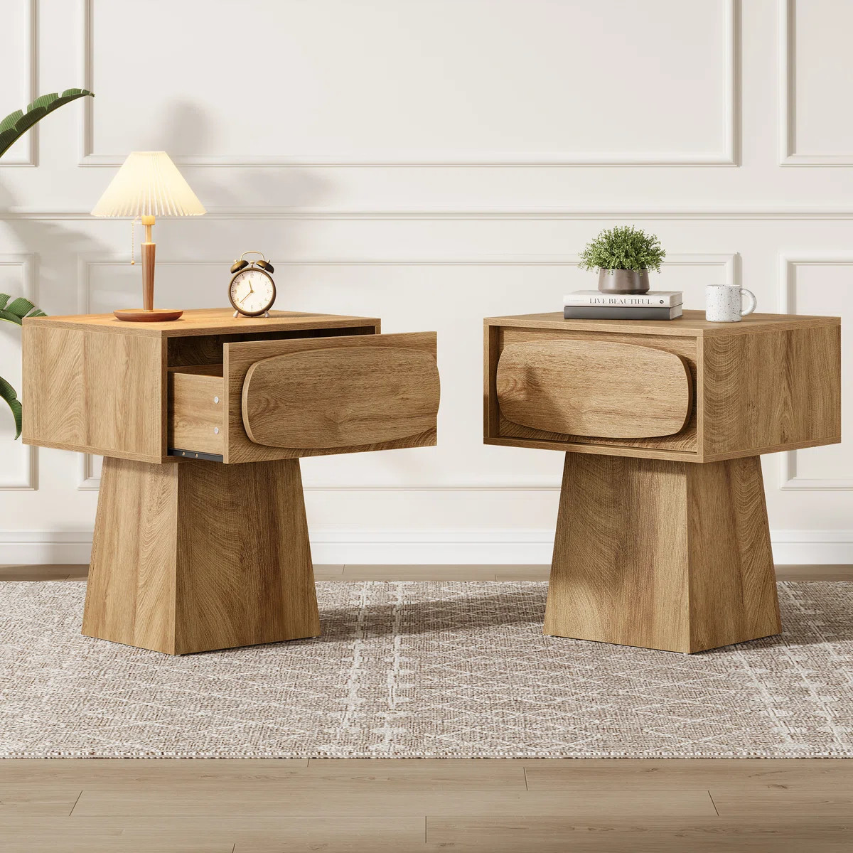 Millwood Pines Nightstand Bed Side Table Set Of 2 With Drawer For Living Room | Wayfair | Wayfair North America