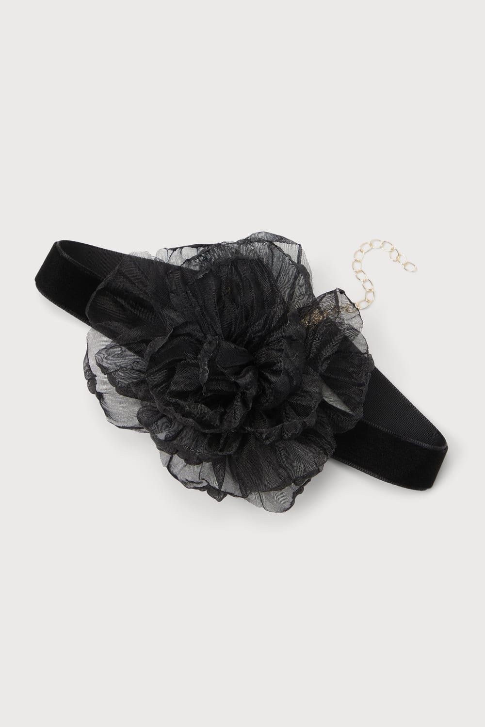 Dramatic Radiance Black Velvet Flower Choker Necklace | Lulus (US)