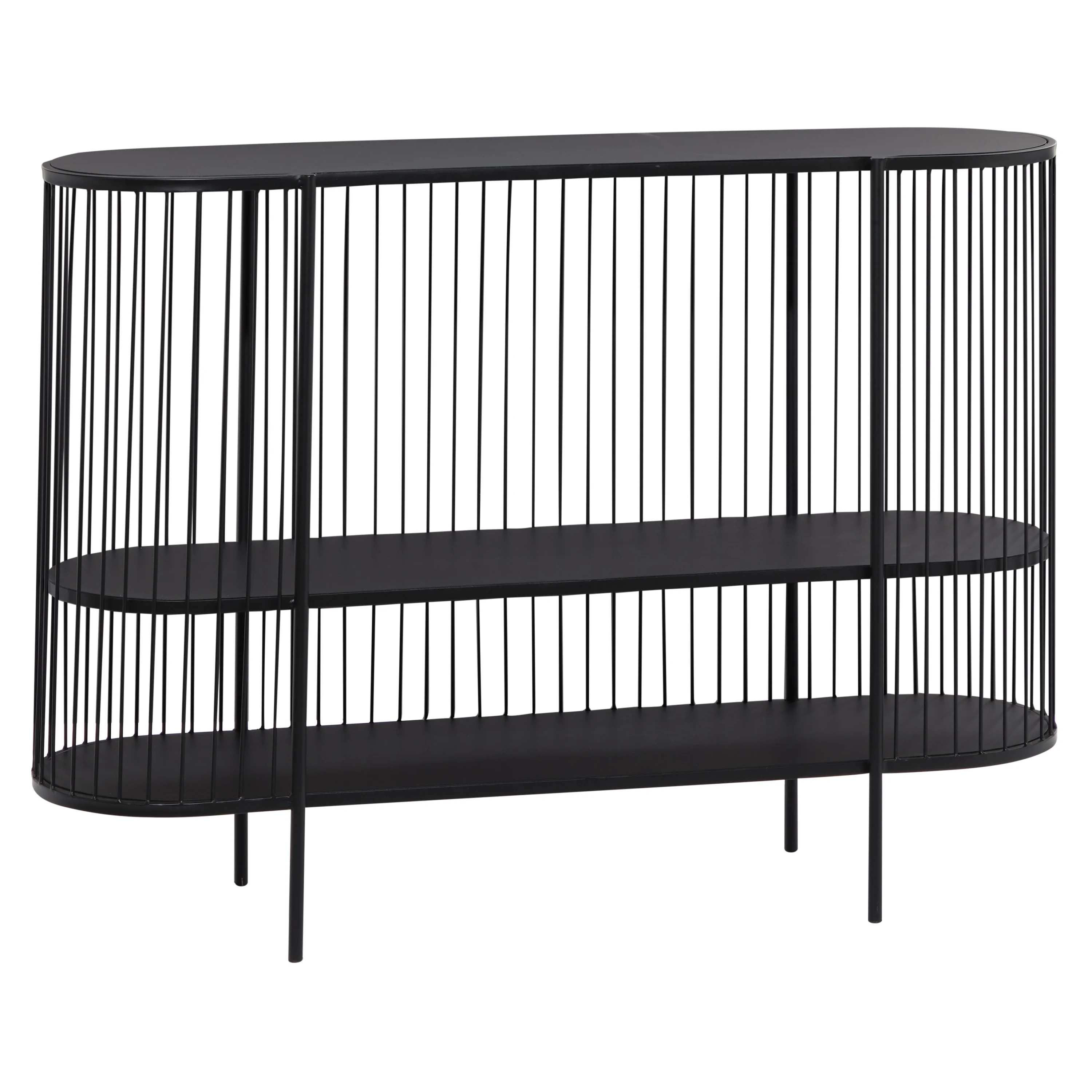 DecMode 48" x 34" Black Metal Narrow Open Wire Frame 2 Shelf Console Table, 1-Piece | Walmart (US)
