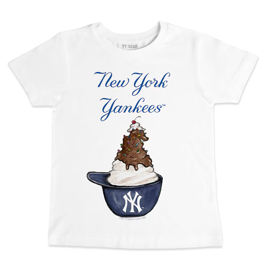 New York Yankees Tiny Turnip Youth Sundae Helmet T-Shirt - White | Fanatics