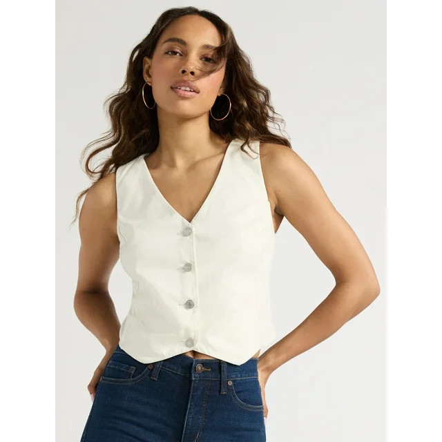 Sofia Jeans Women's Twill Vest, Sizes XS-XXXL - Walmart.com | Walmart (US)