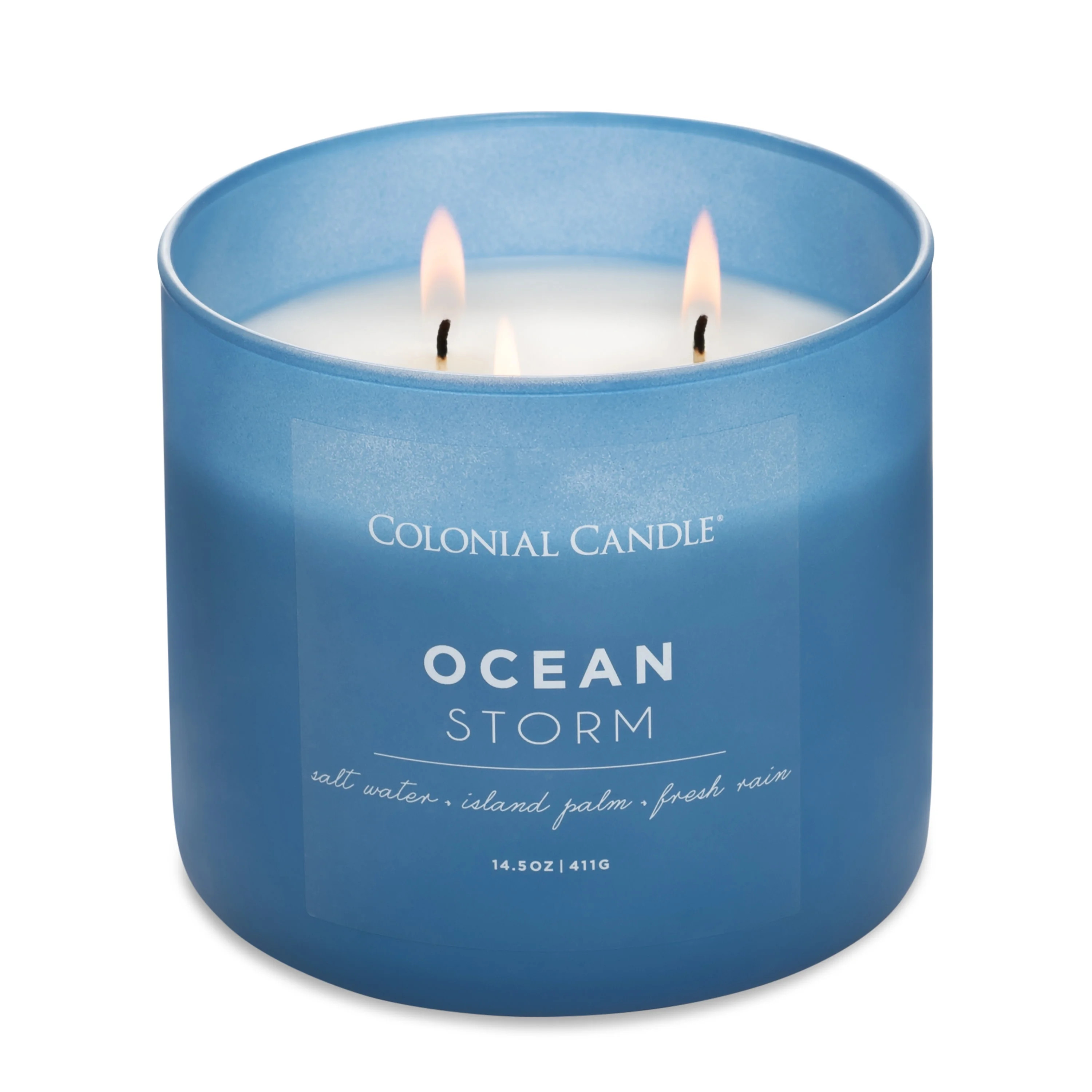 Colonial Candle Pop of Color Ocean Storm Scented Jar Candle, 3 Wick, 14.5 oz, 80 Hours Burn, Wate... | Walmart (US)