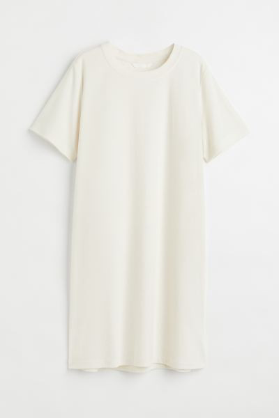 Conscious choice  Short, straight-cut T-shirt dress in soft terry. Round, trimmed neckline.SizeTh... | H&M (US + CA)