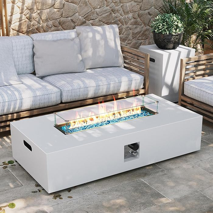 UPHA 56-inch Outdoor Propane Gas Fire Pit Table 50000 BTU Iron Rectangle Firepit for Outside Pati... | Amazon (US)
