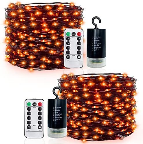 2 Set Halloween Lights Decorations, Total 400LED/131.2Ft Timer 8 Modes Remote Waterproof Battery Box | Amazon (US)
