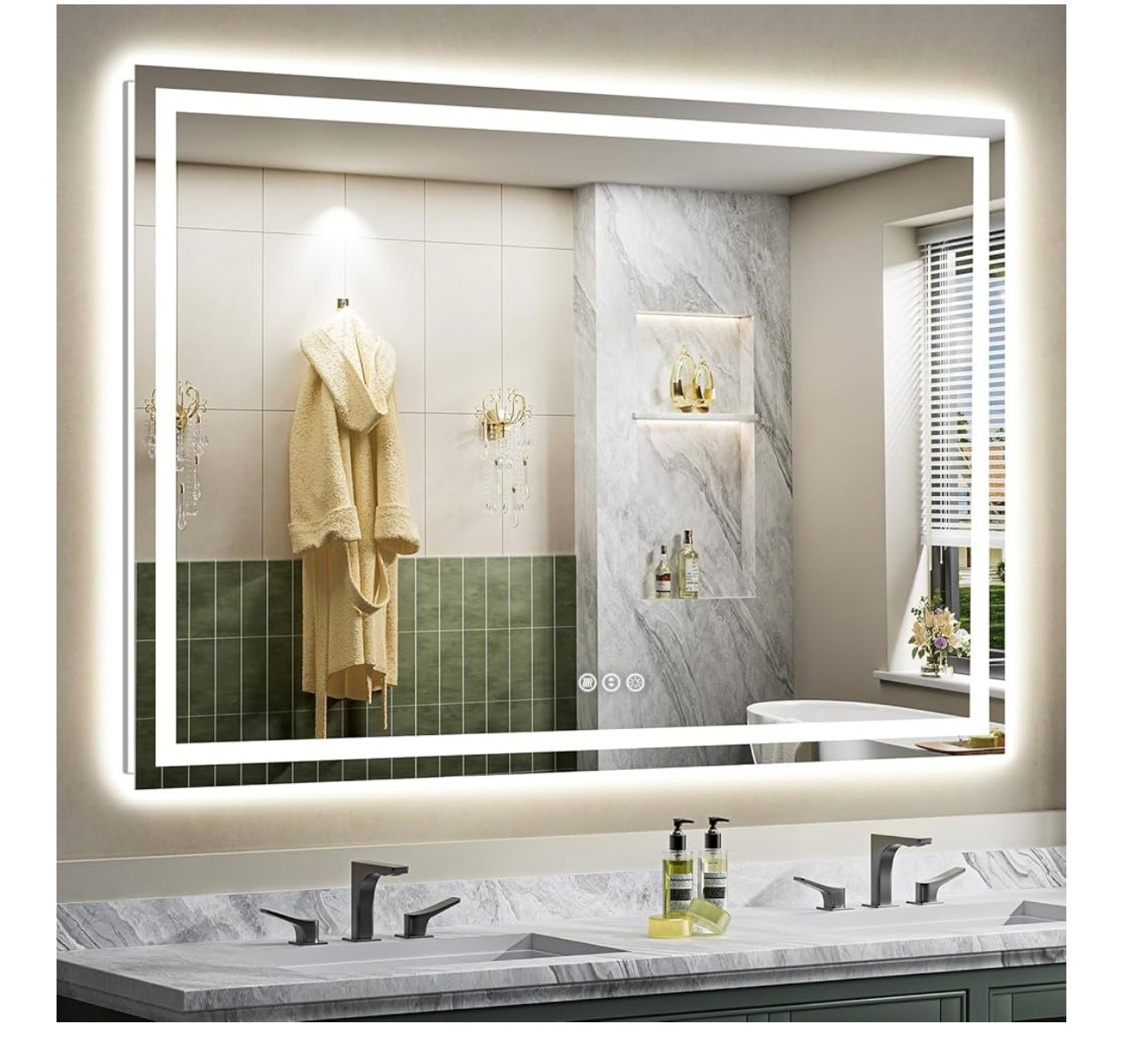 66"x40" LED Bathroom Mirror with Lights, Backlit & Front Lit, Anti-Fog Lighted Bathroom Vanity Mirror for Wall, Memory Function, Dimmable, HD Tempered Glass, Shatter-Proof

#LTKHome #LTKFamily