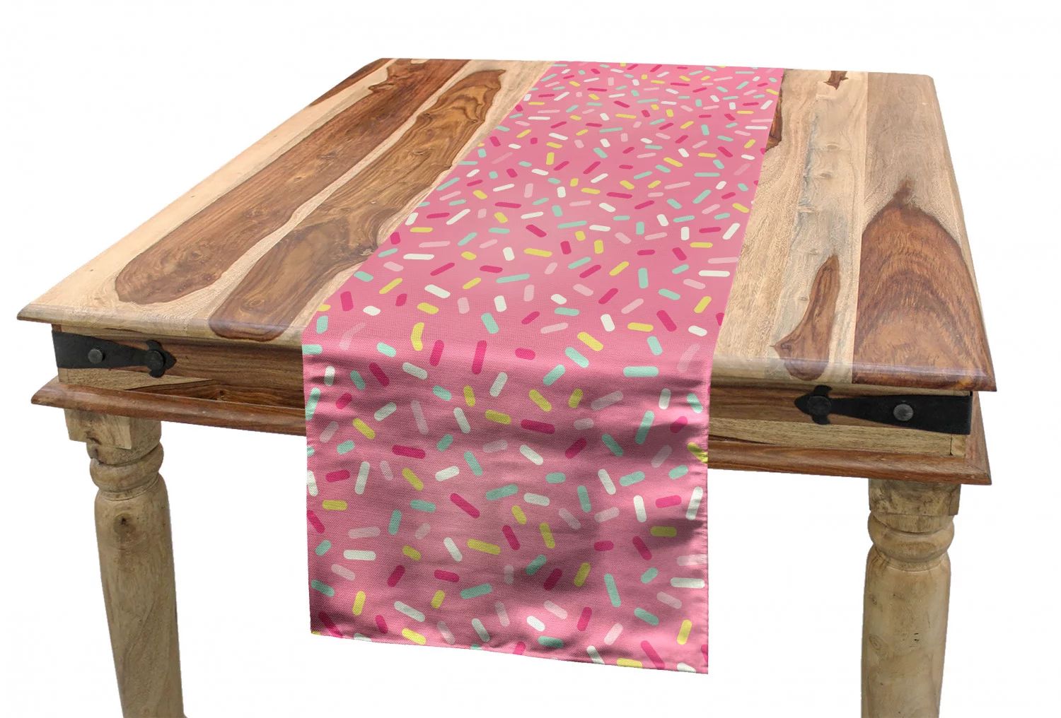 Pink and White Table Runner, Abstract Pattern of Colorful Donut Sprinkles Tasty Food Bakery Theme... | Walmart (US)