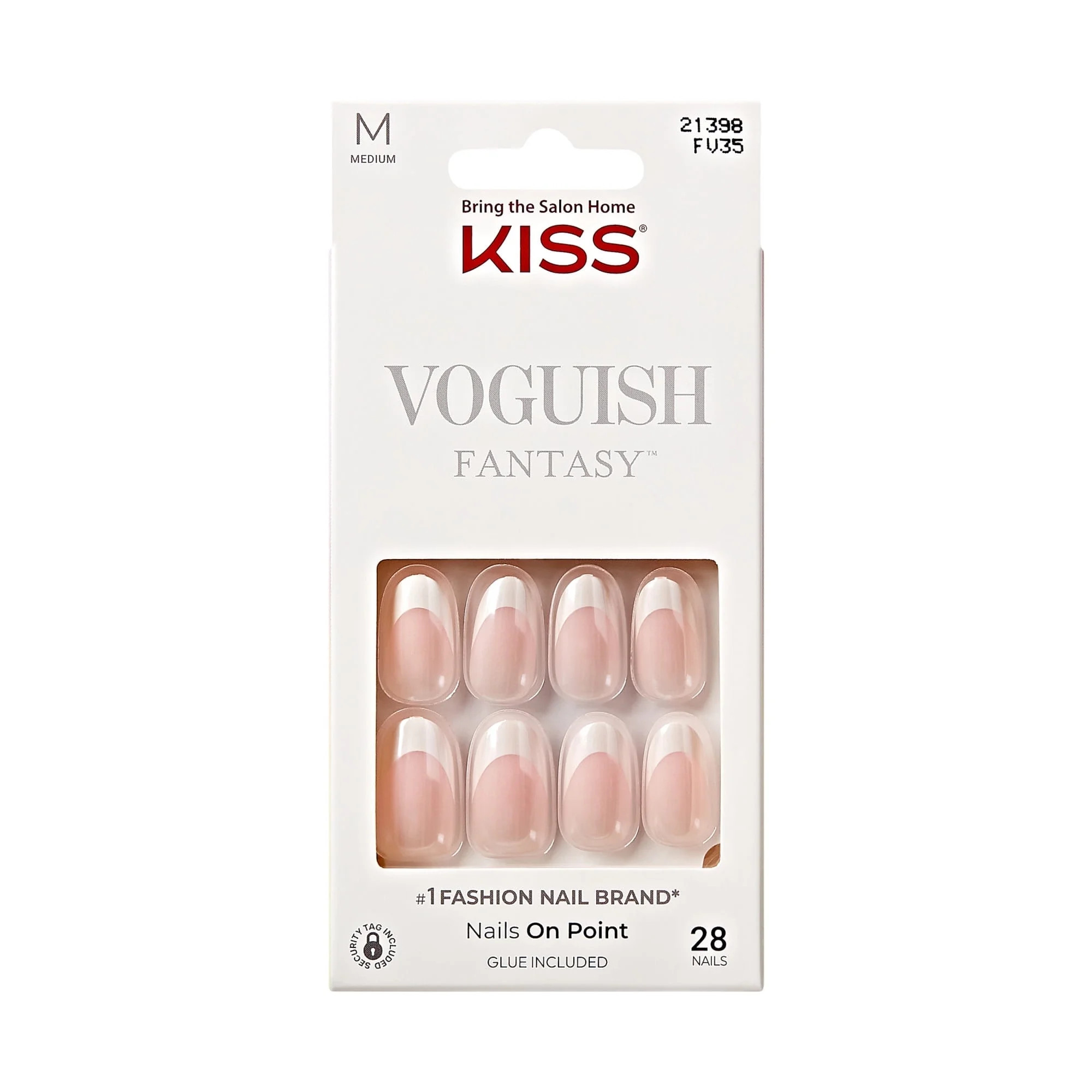KISS Voguish Fantasy, Press On Nails, Golden Warmth, White, Medium Oval, 28 Count | Walmart (US)