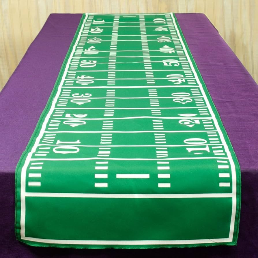 72" Green Polyester Table Runner With White Screen Printed Football Field Design | Amazon (US)