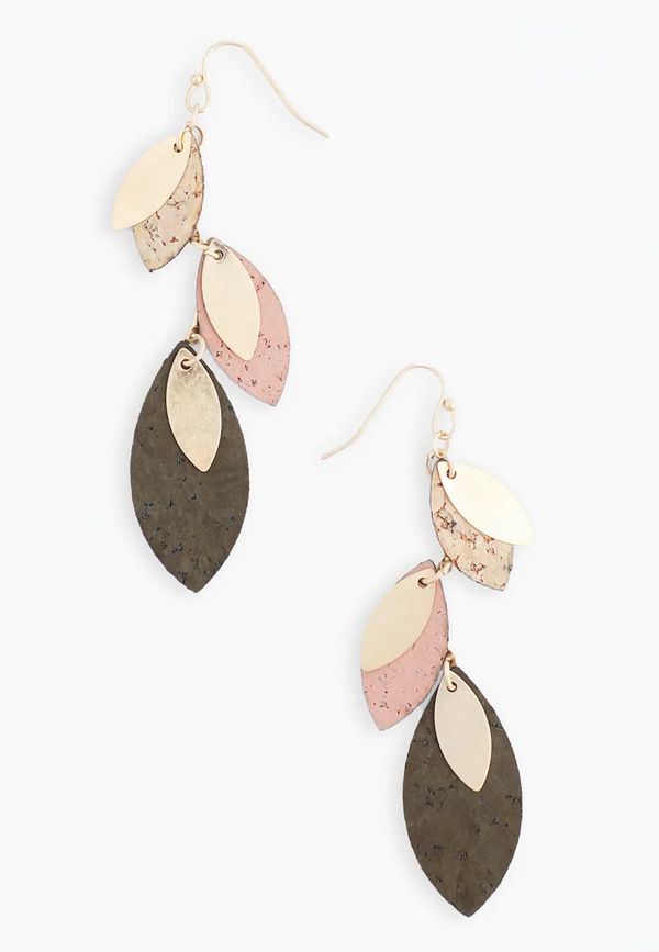 Leaf Linear Drop Earrings | Maurices