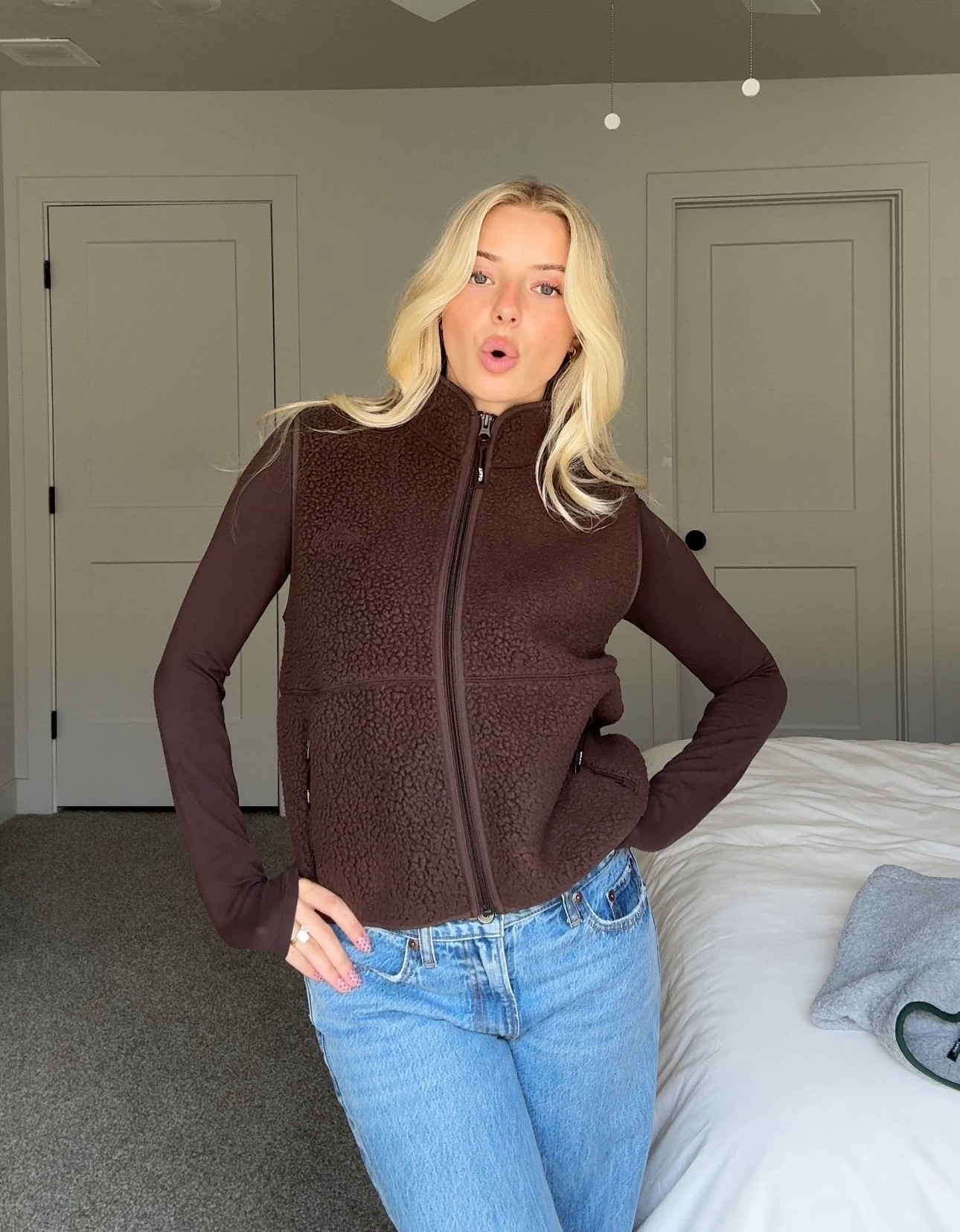 Wearing size Small vest and long sleeve 