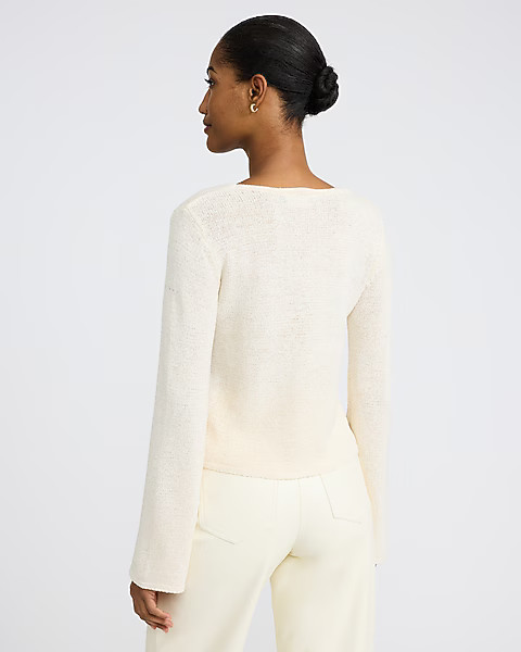 V-Neck Bow Front Sweater | Express