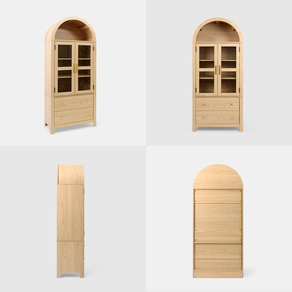 71" Tall Arched Cabinet, Modern Farmhouse Wood Storage Cabinets with 2 Large Drawers and Adjustab... | Wayfair North America