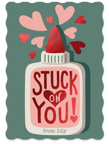 Stuck On You! Foil-Pressed Classroom Valentine's Day Cards | Minted