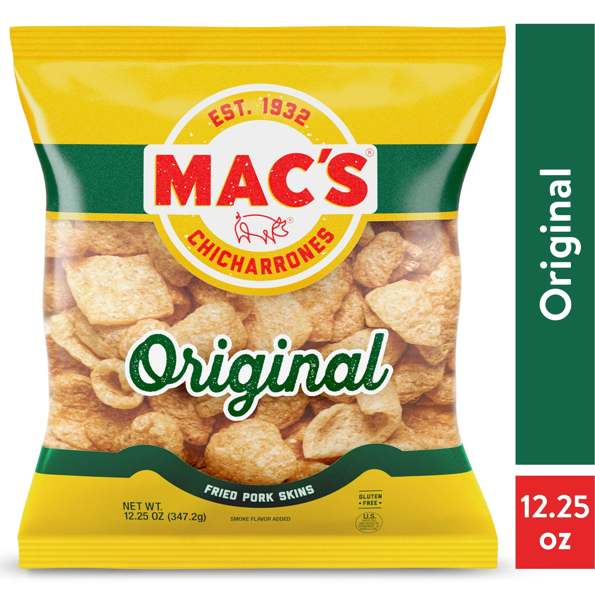 Mac's Chicharrones Original Flavored Crispy Fried Pork Skins, 12.25 oz Bag | Walmart (US)