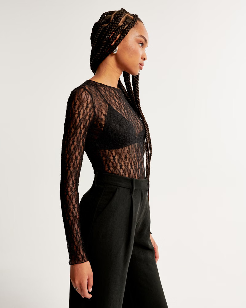 Long-Sleeve Tuckable Lace Top | Abercrombie & Fitch (US)