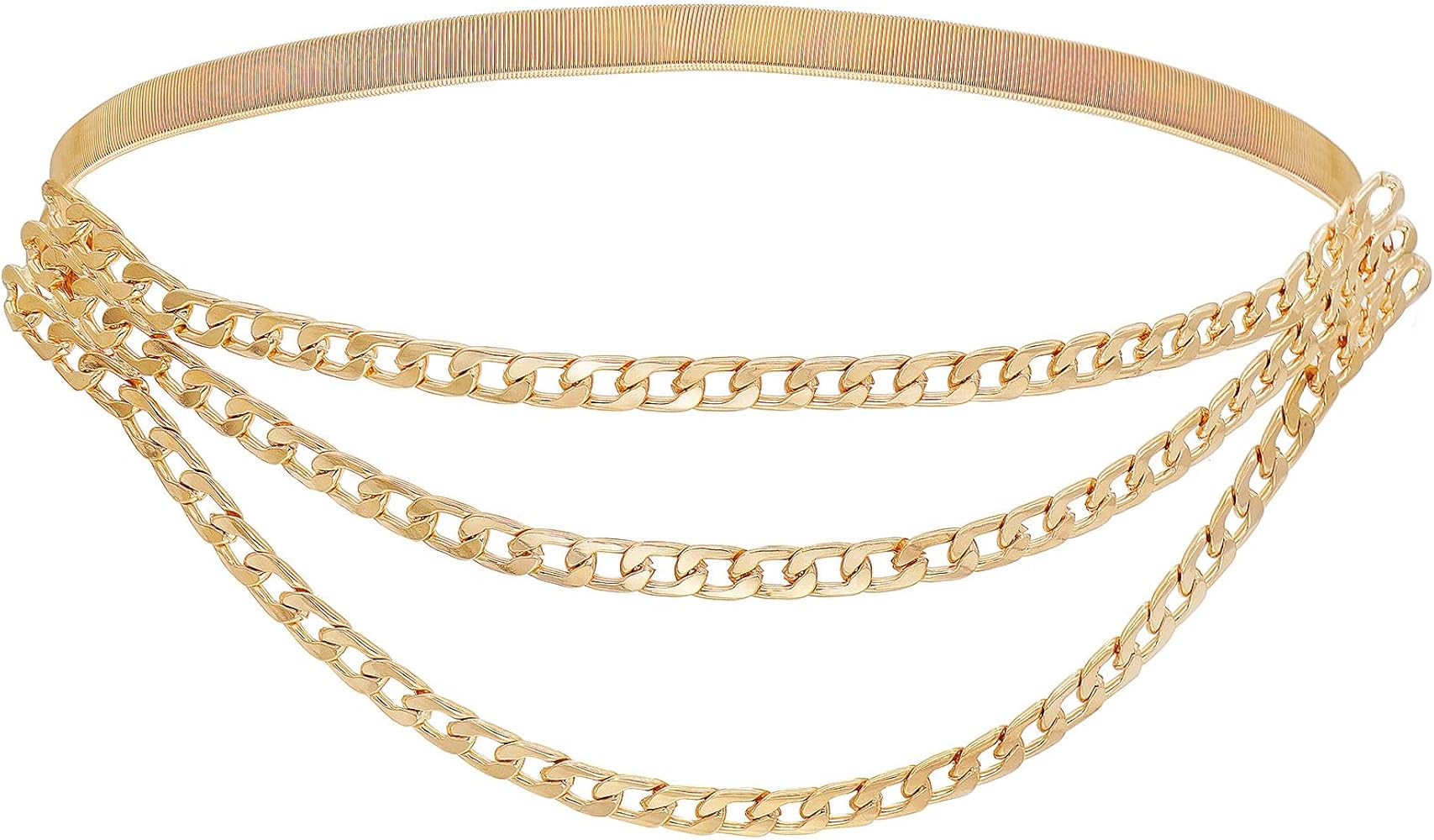 Skinny Stretch Belt Multilayer Metal Elastic Waist Belts Thin Waistband for Women Dress | Amazon (US)