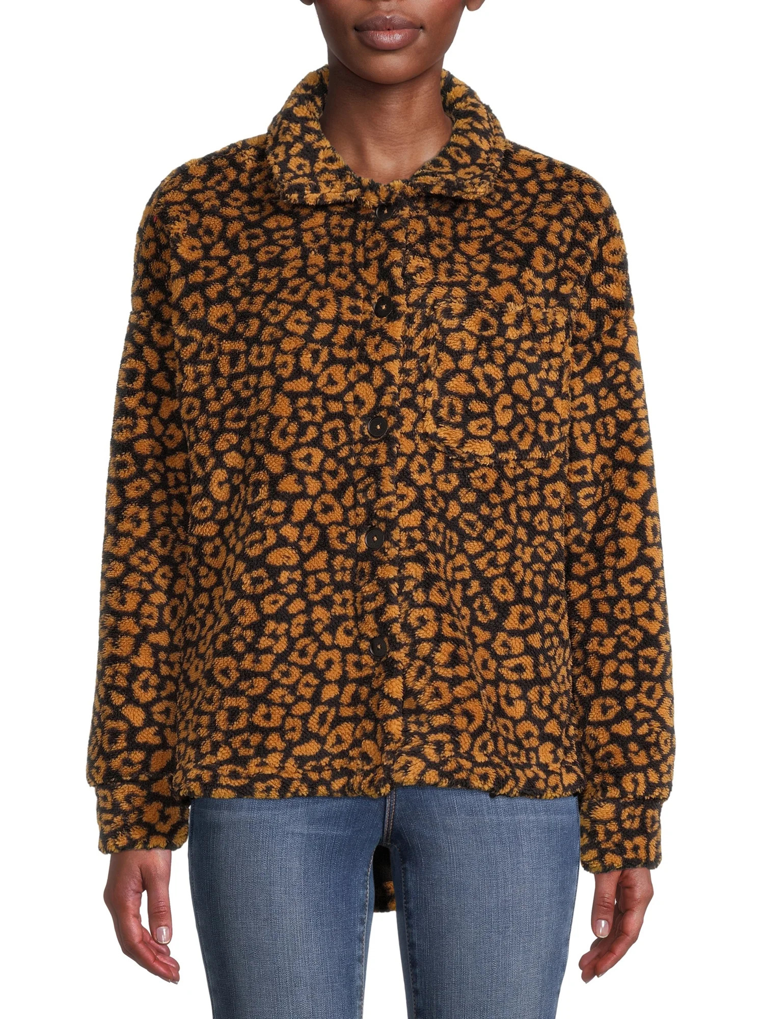 Time and Tru Women's and Women's Plus Sherpa Shacket - Walmart.com | Walmart (US)