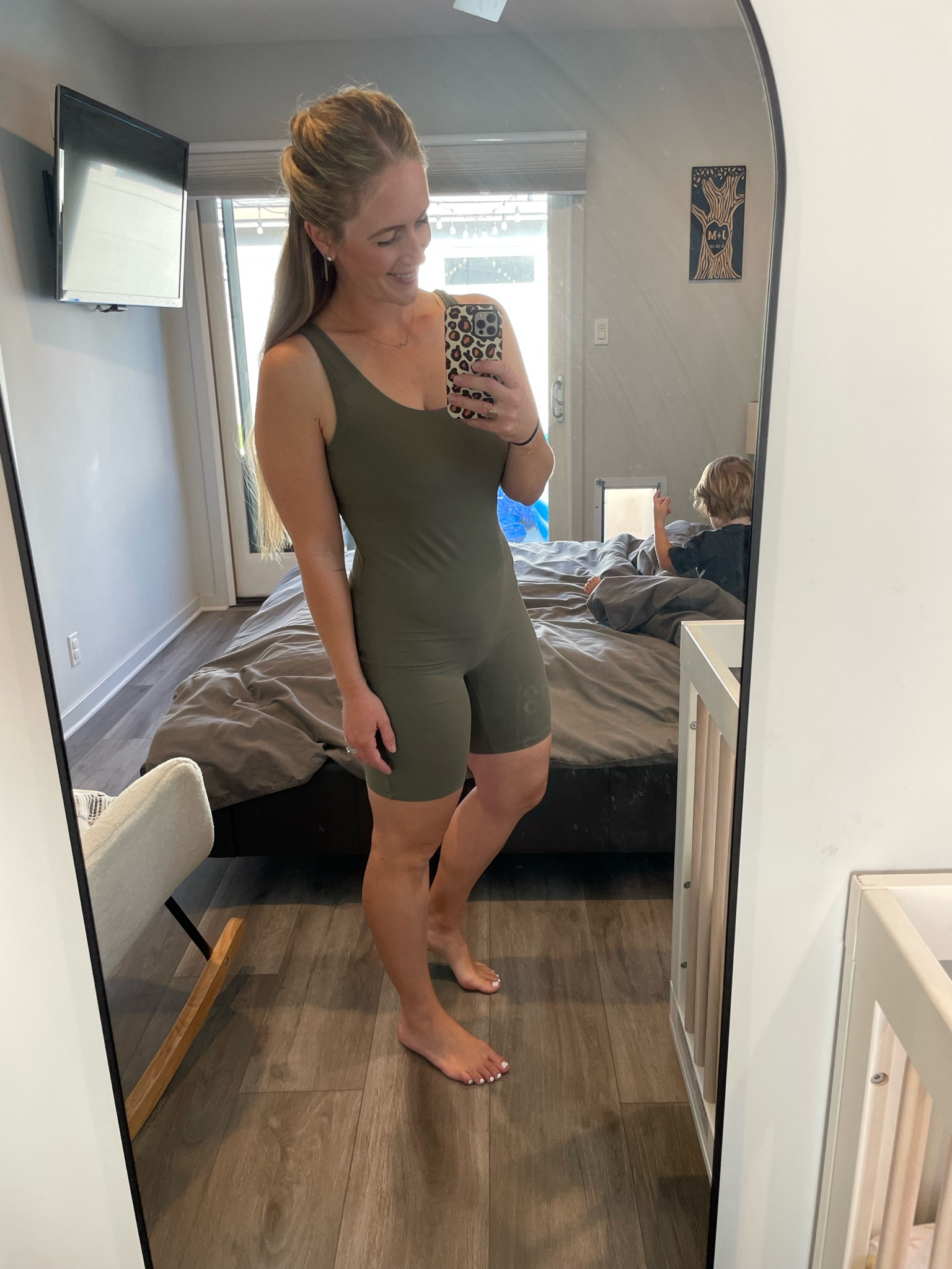 The maternity outfit that I’m still wearing postpartum. I love a good romper and this one is incredible and super stretchy  

#LTKBump #LTKMidsize #LTKFitness