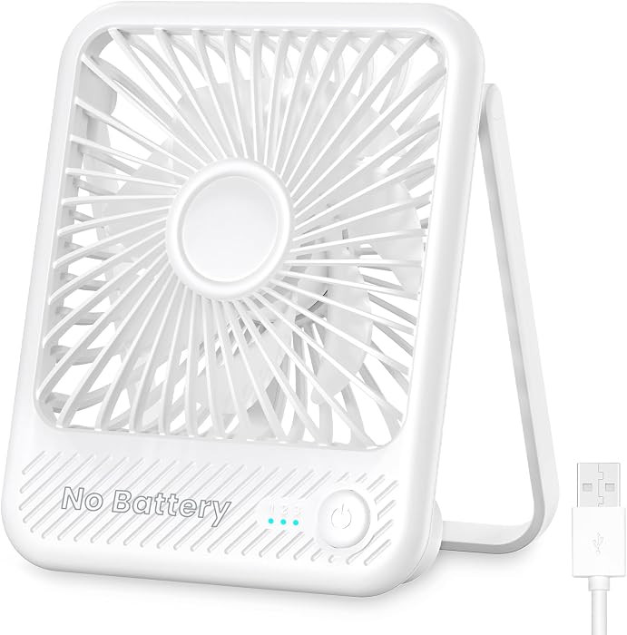 Koonie USB Desk Fan, Strong Wind Ultra Quiet Small Personal Fan with 180\u00b0 Tilt Folding and 3... | Amazon (US)