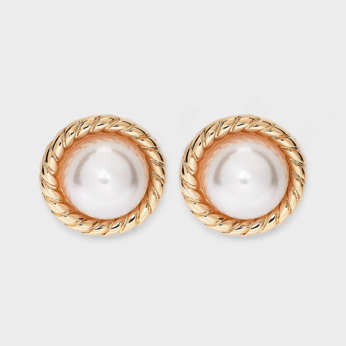 Textured Pearl Stud Earrings - A New Day™ Gold/White | Target