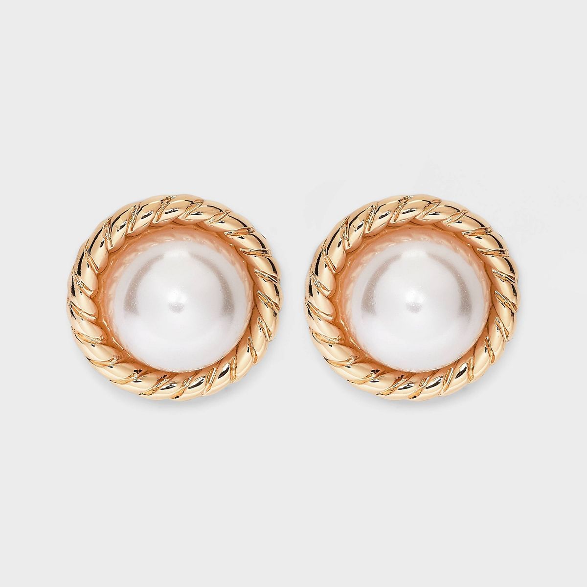 Textured Pearl Stud Earrings - A New Day™ Gold/White | Target