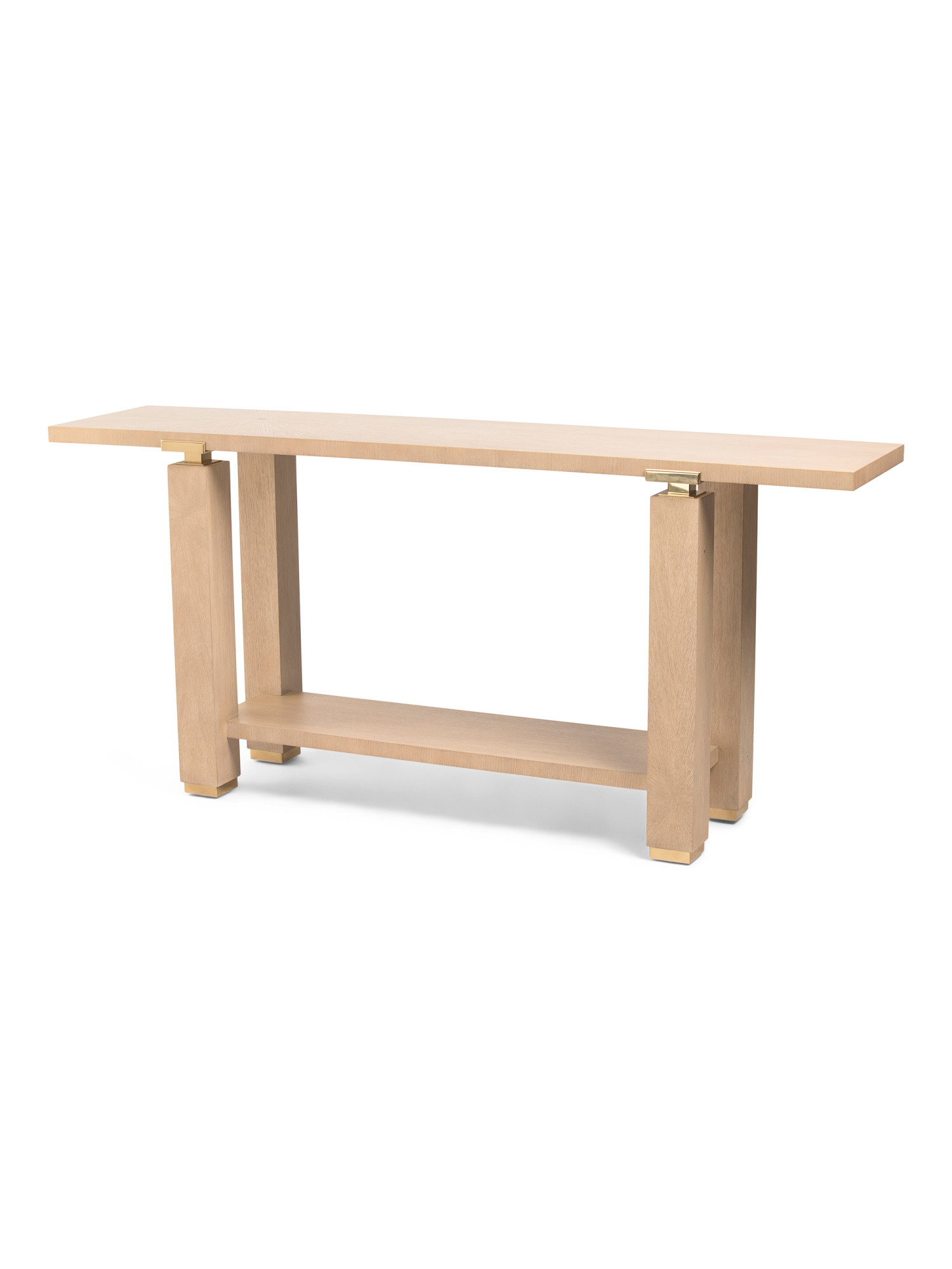 72x16x34 Oak Veneer And Brass Console Table | TJ Maxx