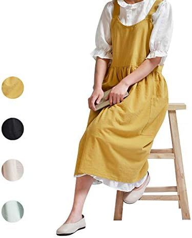 ZI TENG Cotton and Linen Apron Fashion Adjustable Bib Chef Apron,Coffee Shop Waist Kitchen Aprons... | Amazon (US)