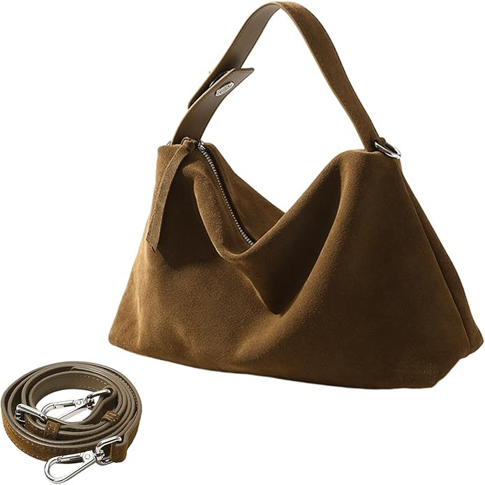 Genuine Leather Suede Tote Bags for Women, Suede Purse Suede Handbag Vintage Suede Slouchy Hobo S... | Amazon (US)