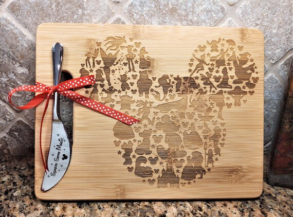 Mickey Mouse Head W/ Disney Characters Engraved Wood Cutting - Etsy | Etsy (US)