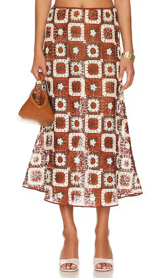 Spice Island Midi Skirt in Mocha & Ecru | Revolve Clothing (Global)