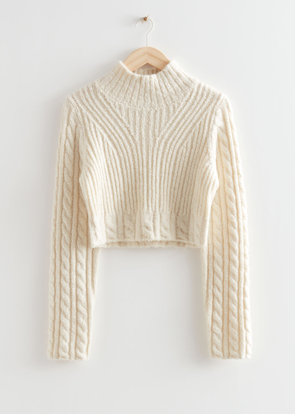 Cropped Cable Knit Sweater - White | & Other Stories US