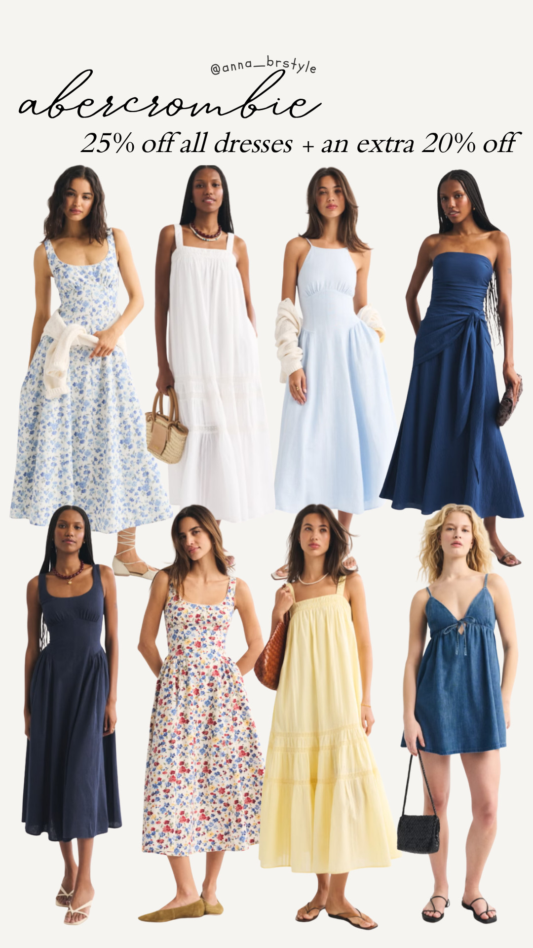 Abercrombie Summer Dress Fest 25% off all dresses + an extra 20% off for everything else code AFLTK.

summer dress outfit, casual summer style, summer vacation outfit, beach dinner outfit, blue floral dress, white dress, midi dress, vacation style, brunch outfit, resort wear 

 #LTKOver40 #LTKSaleAlert