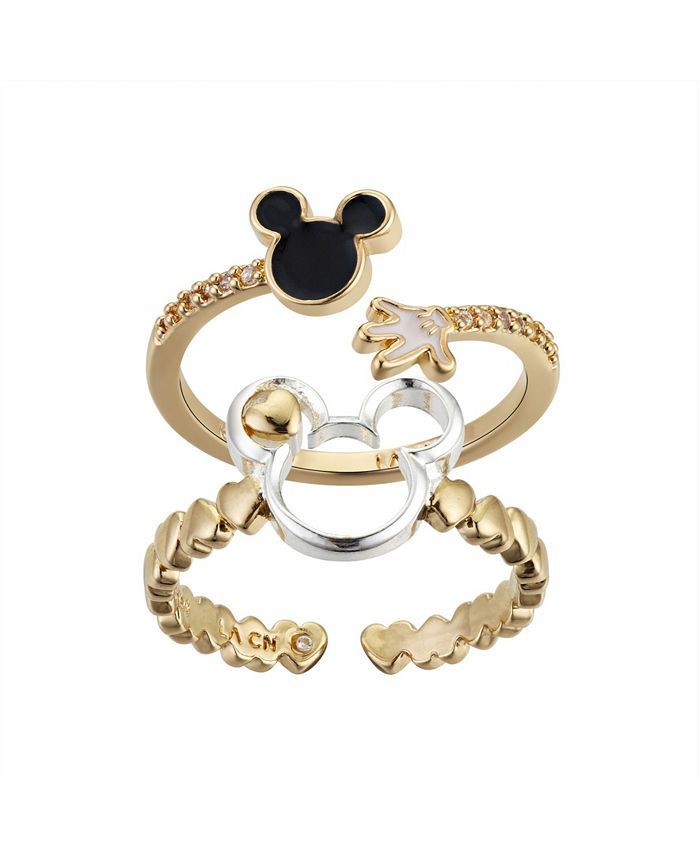 Disney Gold Flash-Plated Crystal Enamel Mickey Mouse Adjustable Ring Set & Reviews - All Fashion ... | Macys (US)