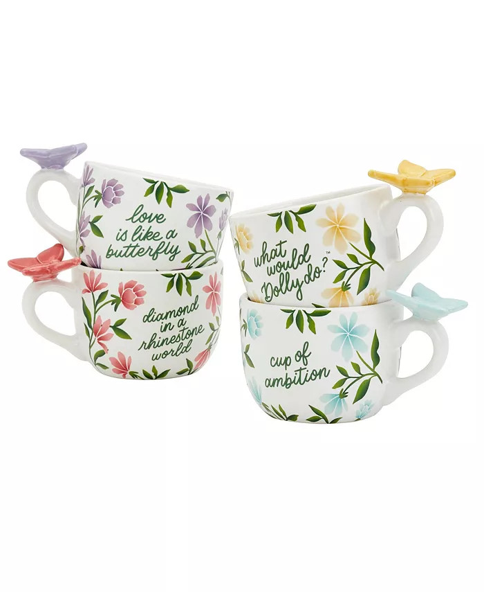 Floral Butterfly Cappuccino Mugs, Set of 4 | Macys (US)