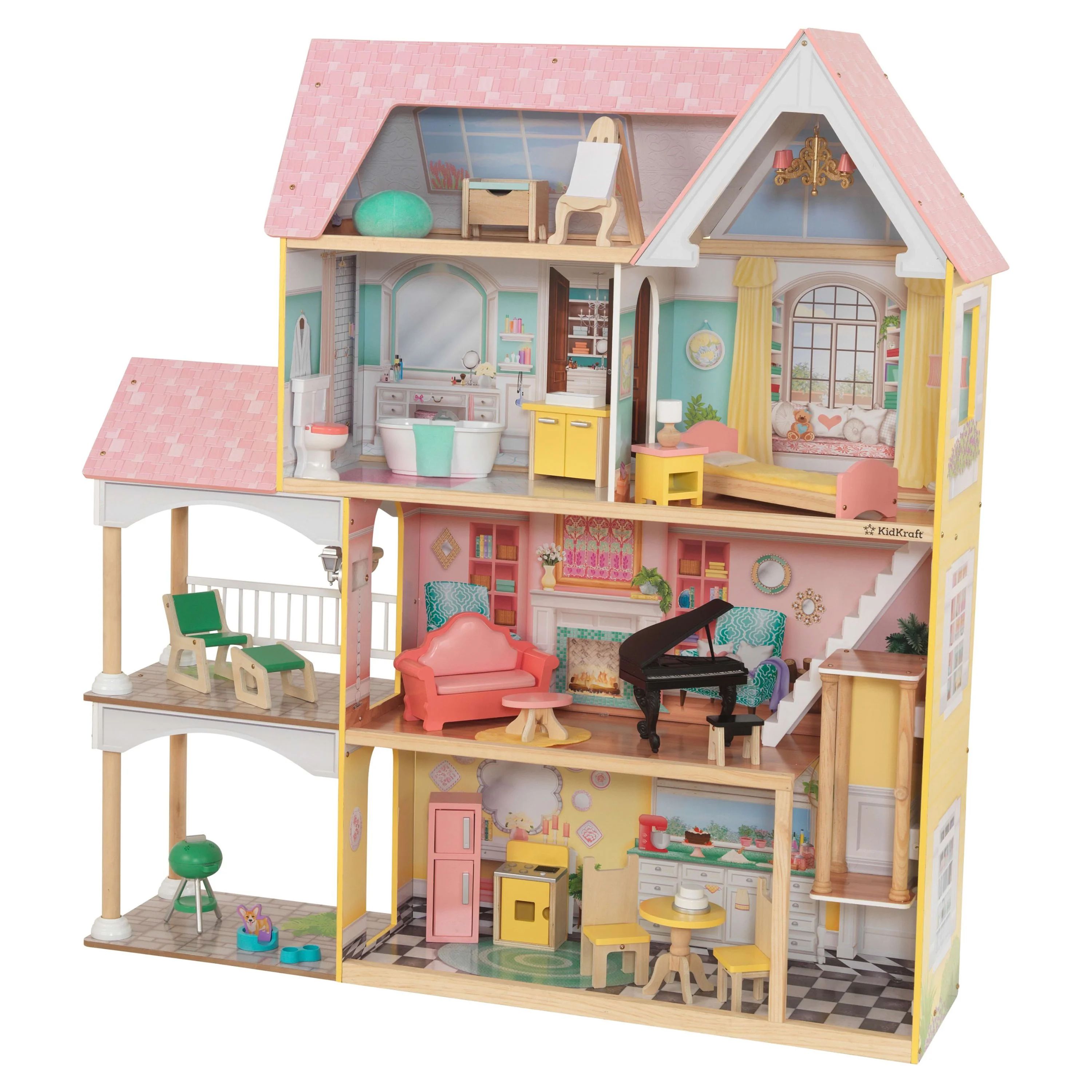 KidKraft Lola Mansion Wooden Dollhouse with 30 Accessories, Ages 4 & up | Walmart (US)