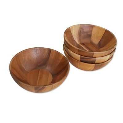 Small Raintree Wood Snack Bowls from Thailand (Set of 4) | NOVICA