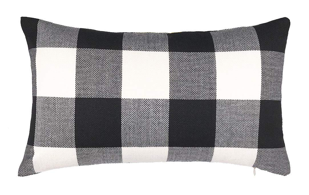 4TH Emotion 12 x 20 Inch Black and White Buffalo Check Plaids Lumbar Throw Pillow Case Cushion Co... | Amazon (US)