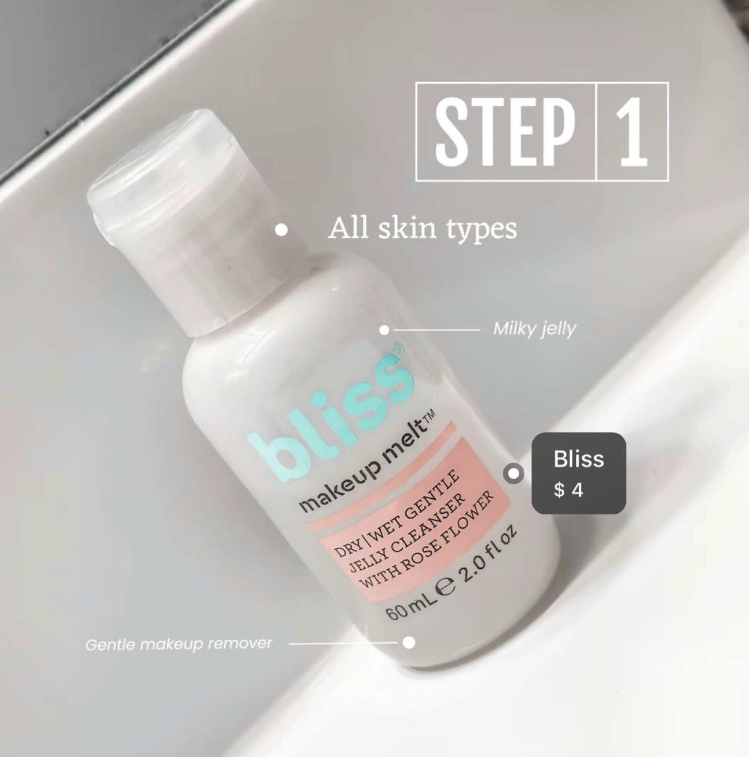 Gentle Makeup remover jelly milky texture - Bliss, travel size, skincare routine, night routine.

#LTKtravel #LTKunder50 #LTKbeauty