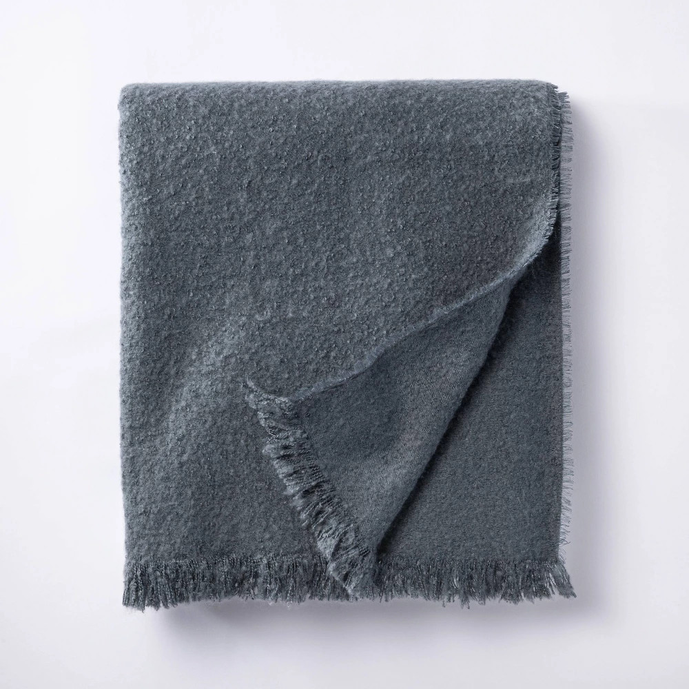 Boucle Faux Mohair Throw Blanket Blue - Threshold designed with Studio McGee | Target
