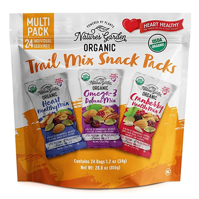 Nature's Garden Organic Trail Mix Snack Packs - Trail Mix Variety, Energy Boosting, Heart Healthy... | Amazon (US)