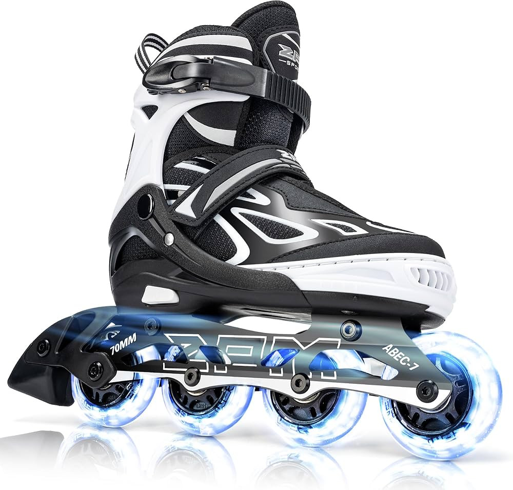 2PM SPORTS Vinal Girls Adjustable Flashing Inline Skates, All Wheels Light Up, Fun Illuminating S... | Amazon (US)