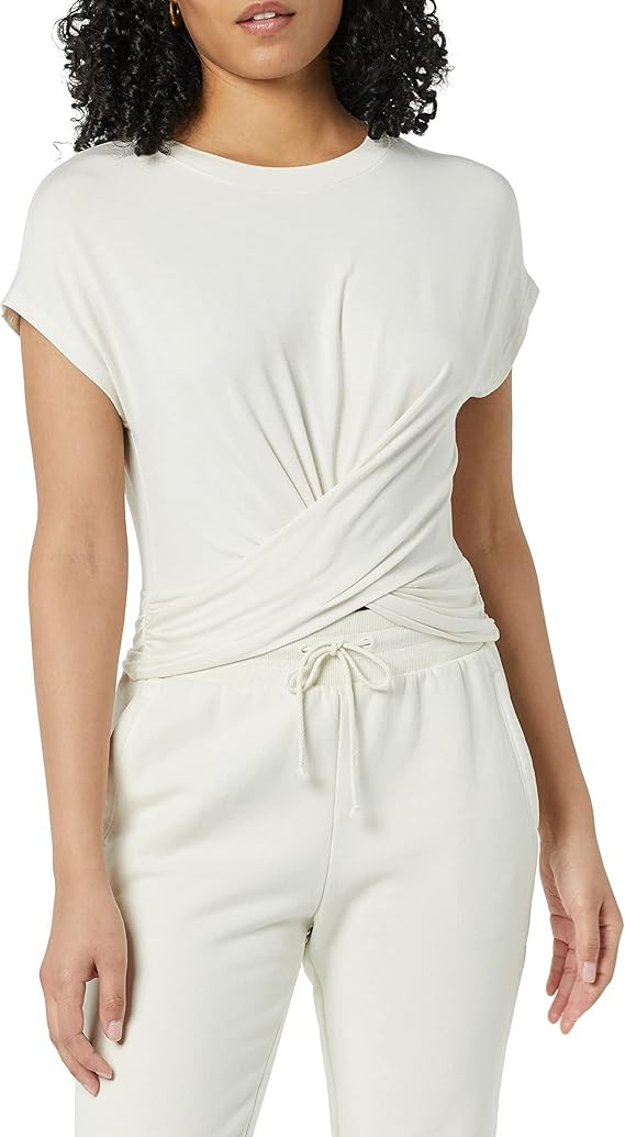 Daily Ritual Women's Jersey Twist Front Cropped Crewneck Tee | Amazon (US)